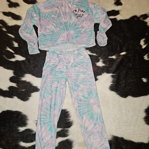 Justice Pink and Blue Tie-Dye Kids Matching Set